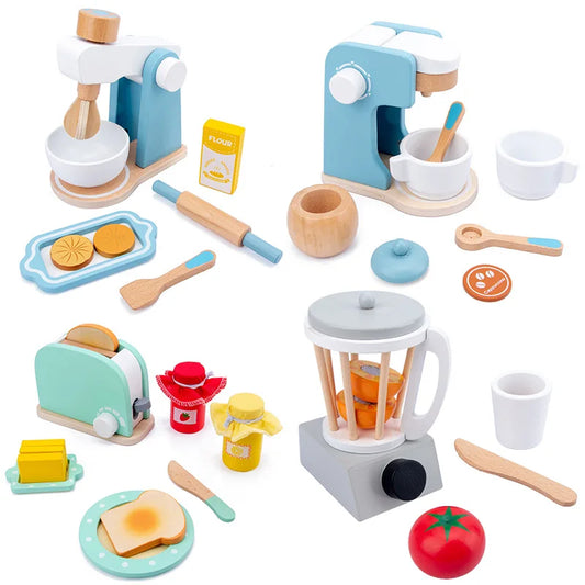 Houten Speelkeuken Set met Broodrooster en Magnetron voor Kinderen