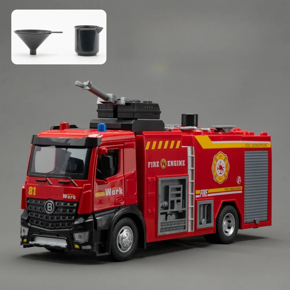 Schaalmodel Brandweerwagen van Metaal met Licht, Geluid en Openende Deuren
