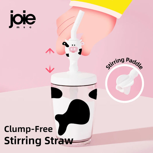 Joie Mixbeker met Rietje – Plastic Beker met Dieren Cartoon voor Kinderen