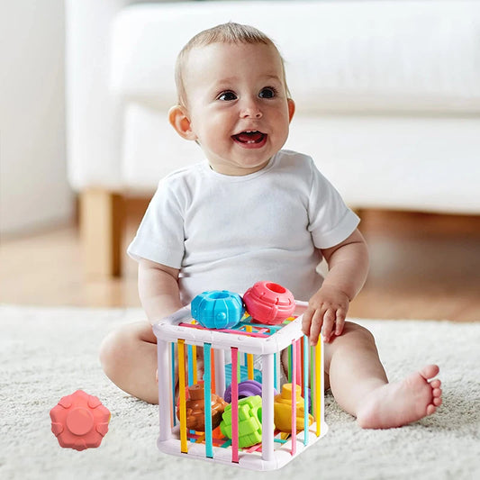 Vormenstoof Sensorische Bak voor Baby's met Elastieken en Vormen