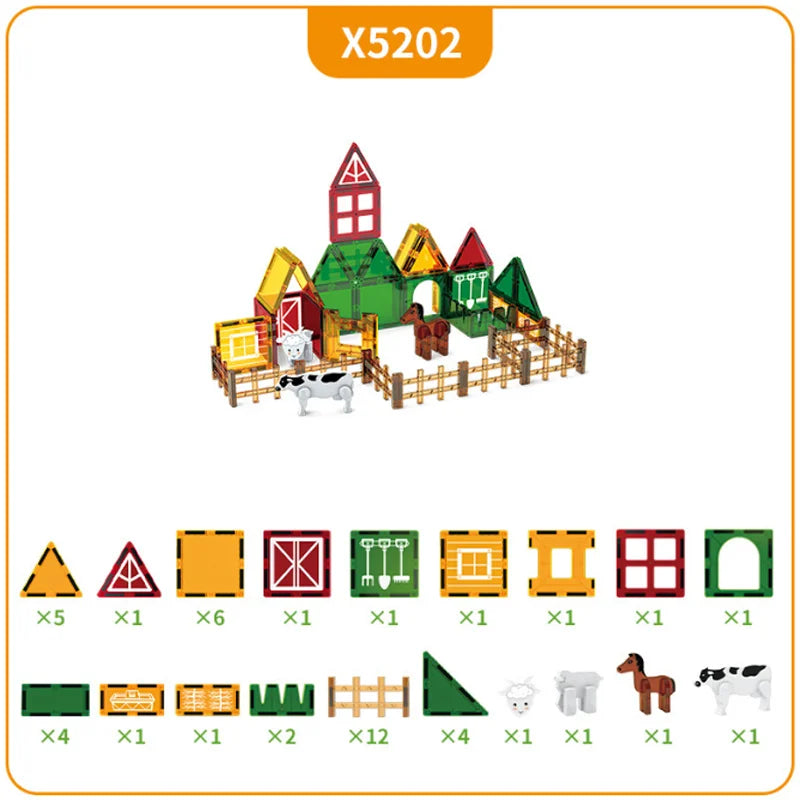 Magnetische Bouwblokken Set - Boerderijdieren & Dinosauriërs voor Kinderen