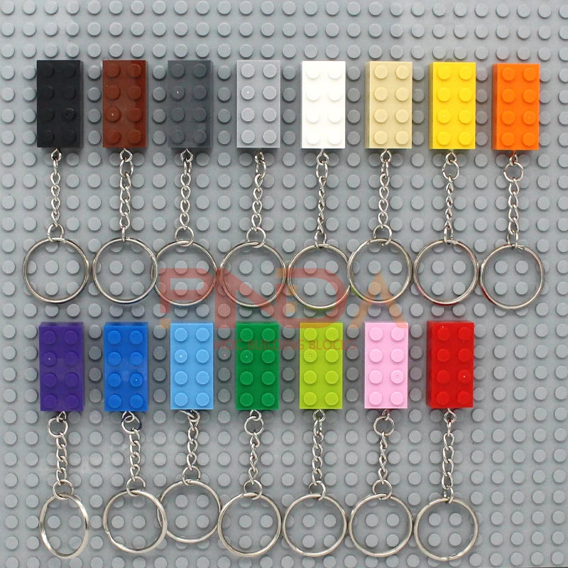 10 Sleutelhangers met Bouwblokje – Compatibel met Lego