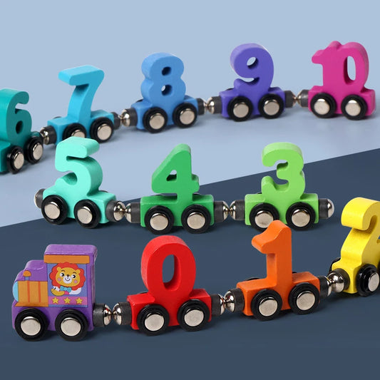 Houten Magneet Trein met Cijfers | Montessori Peuterspeelgoed