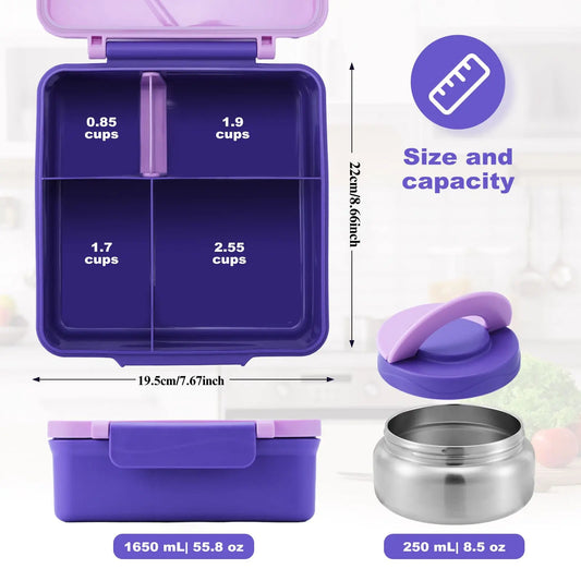Kinder Lunchbox met Vakken en Geïsoleerd Bakje