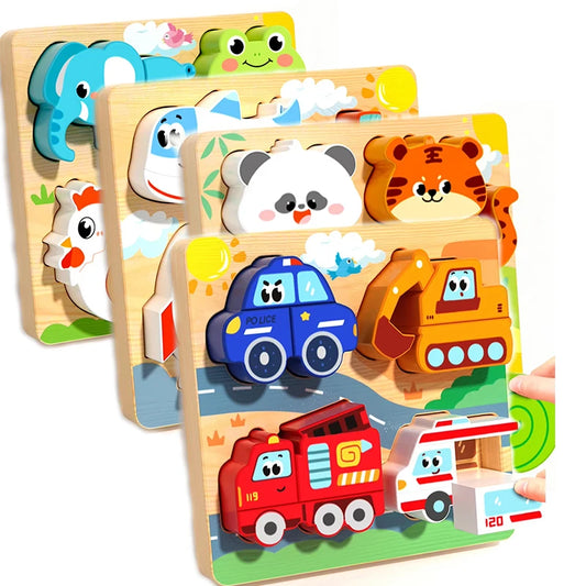 Houten 3D Puzzel voor Peuters 1-3 Jaar