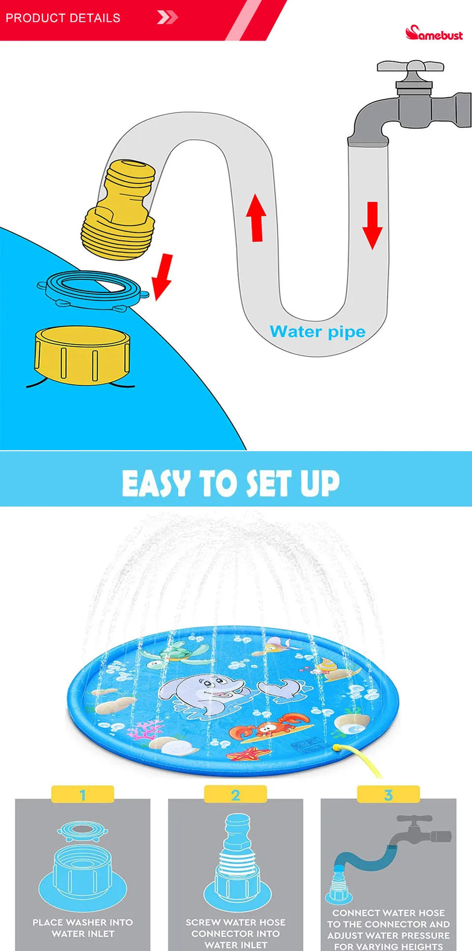 Opblaasbare Waterspeelmat met Sproeiers