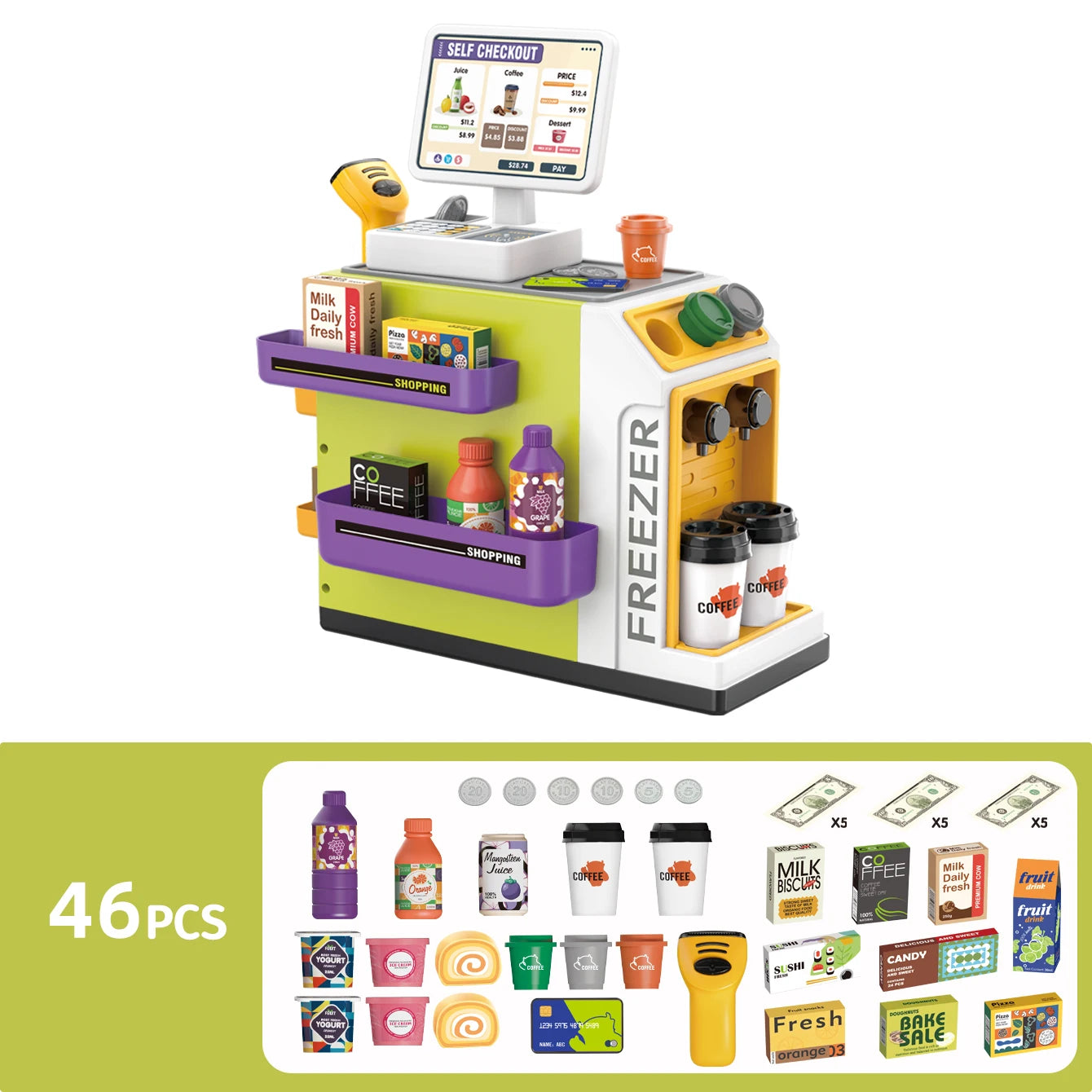 Speelgoed Supermarkt en Koffiebar Toonbank Speelset voor Kinderen