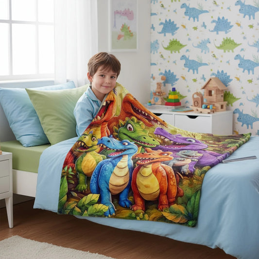 Flanellen Deken met Dinosaurusprint voor Kinderen en Woonkamer