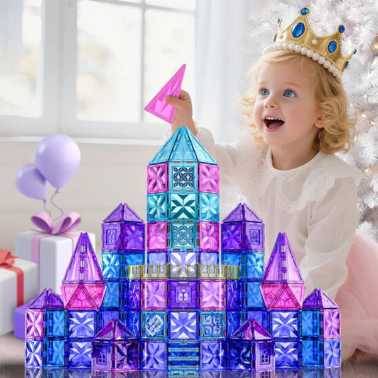 Magnetische Bouwblokken Set - 114 Delen | Prinsessen IJskasteel Thema