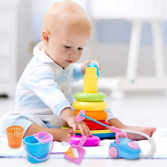 9-delige Mini Schoonmaakset voor Poppenhuis – Bezems, Mop en Emmer