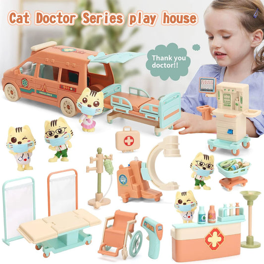Dierenarts Speelset met Ambulance en Zorgfiguren