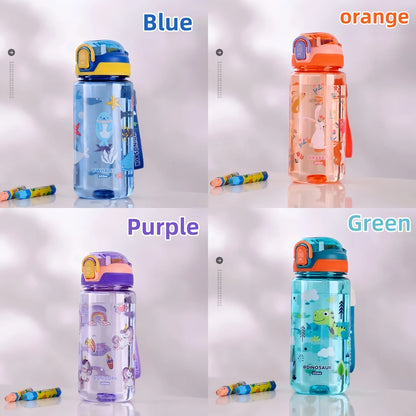 Dinosaurus Drinkfles 600ml met Siliconen Rietje en Draagkoord