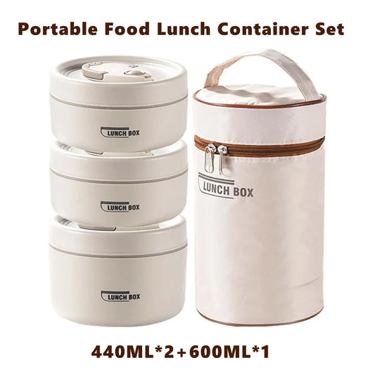 Isolerende Lunchbox Set met 3 Stapelbare Containers en Tas