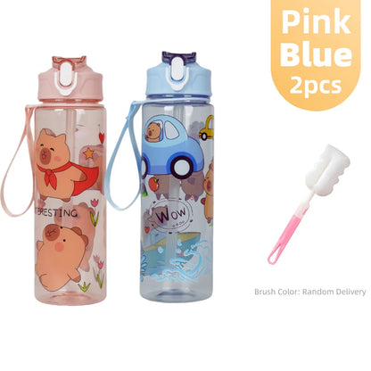 Lekvrije Kinder Waterfles met Rietje en Cartoon 800ml