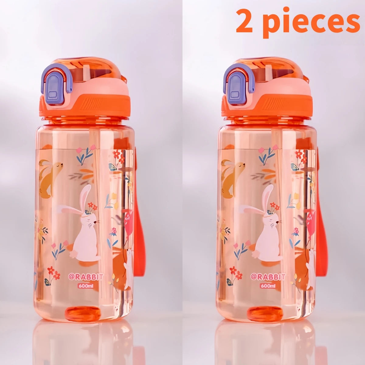Dinosaurus Drinkfles 600ml met Siliconen Rietje en Draagkoord