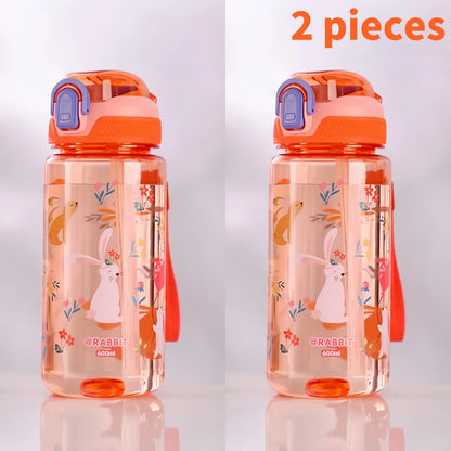 Dinosaurus Drinkfles 600ml met Siliconen Rietje en Draagkoord