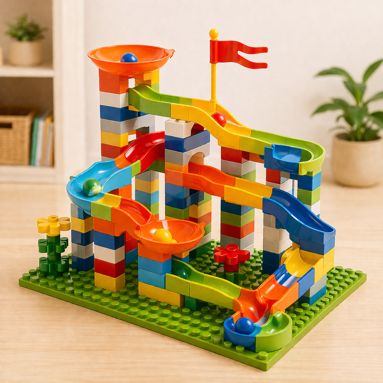 Knikkerbaan bouwset – Compatibel met bouwstenen (creatief speelplezier)