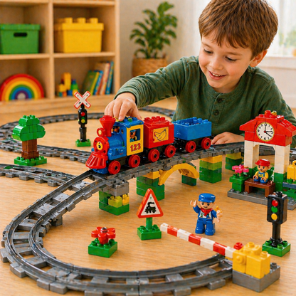 Treinrails set voor grote bouwstenen – Compatibel met Duplo®