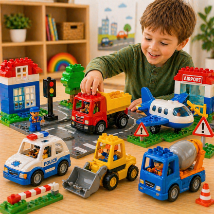 Voertuigen set voor grote bouwstenen – Compatibel met Duplo®