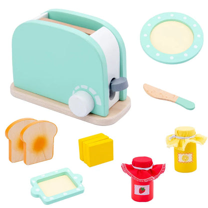 Houten Speelkeuken Set met Broodrooster en Magnetron voor Kinderen