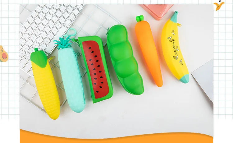Siliconen Etui met Groente Print voor Kinderen Vanaf 3 Jaar