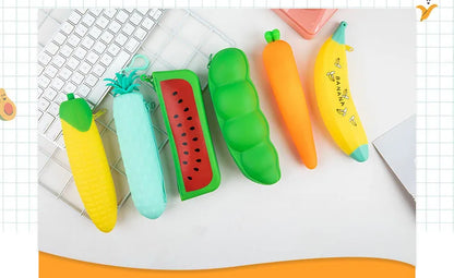 Siliconen Etui met Groente Print voor Kinderen Vanaf 3 Jaar