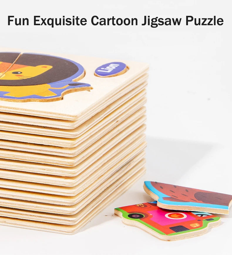 Houten 3D Puzzel Cartoon Dieren voor Kinderen | Educatief Speelgoed