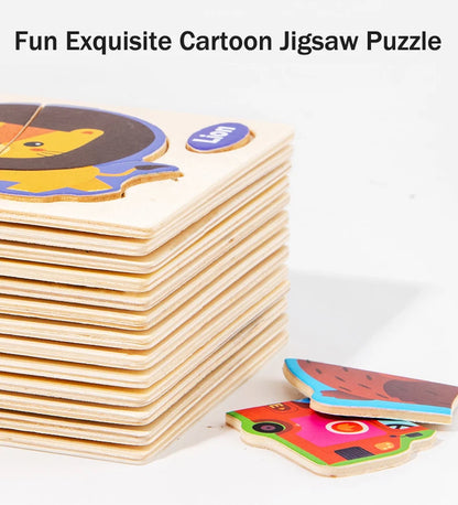 Houten 3D Puzzel Cartoon Dieren voor Kinderen | Educatief Speelgoed