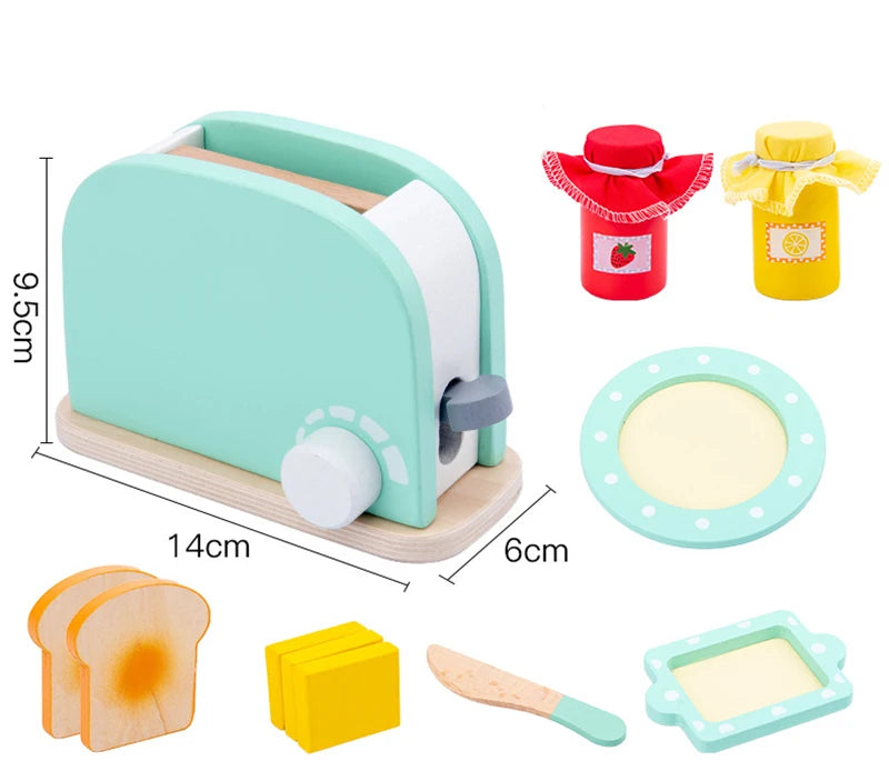 Houten Speelkeuken Set met Broodrooster en Magnetron voor Kinderen