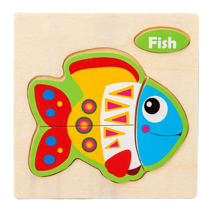Houten 3D Puzzel Cartoon Dieren voor Kinderen | Educatief Speelgoed