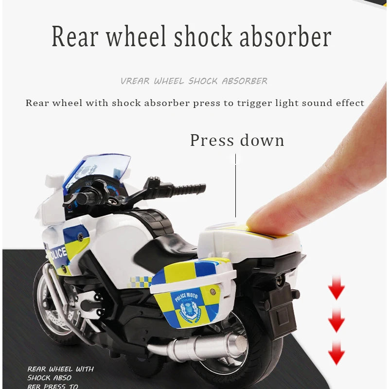 Speelgoed Politie Motor met Terugtrekmechanisme, Licht en Geluid