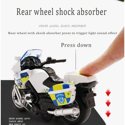 Speelgoed Politie Motor met Terugtrekmechanisme, Licht en Geluid