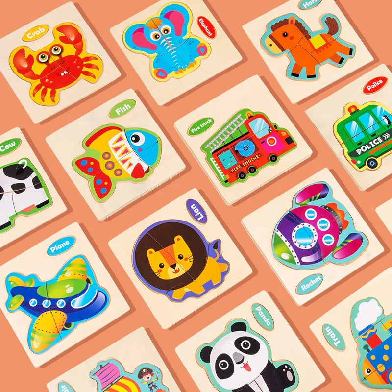 Houten 3D Puzzel Cartoon Dieren voor Kinderen | Educatief Speelgoed