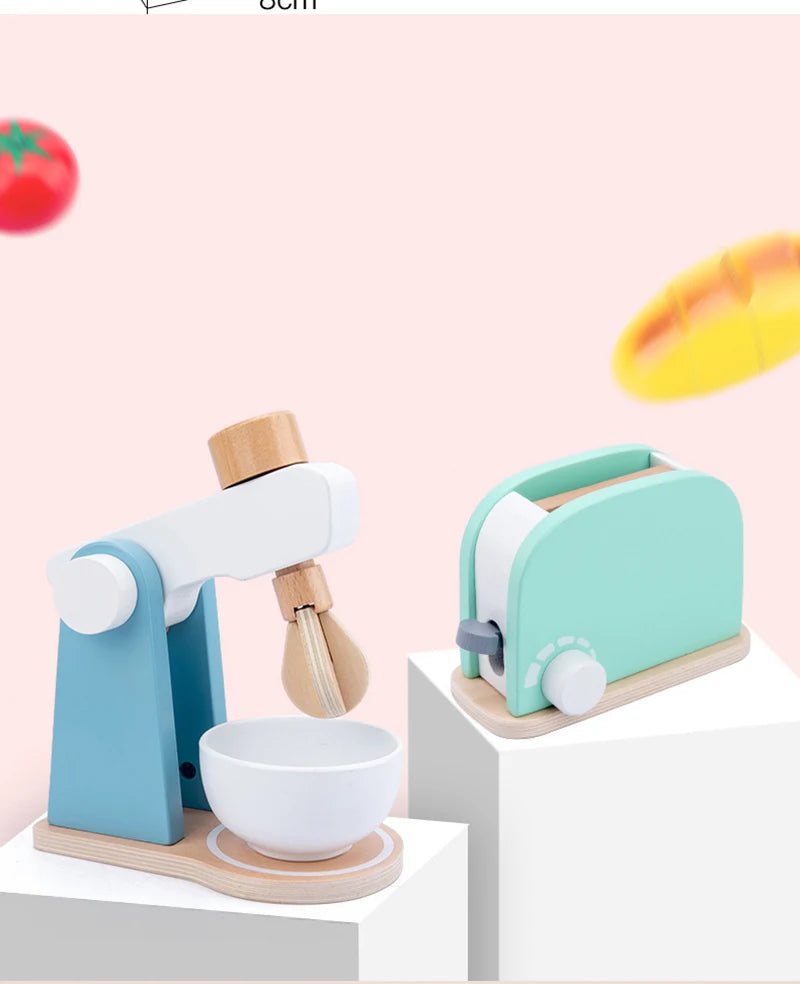 Houten Speelkeuken Set met Broodrooster en Magnetron voor Kinderen