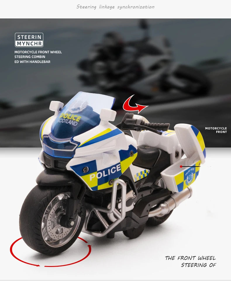 Speelgoed Politie Motor met Terugtrekmechanisme, Licht en Geluid