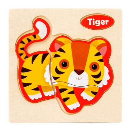 Houten 3D Puzzel Cartoon Dieren voor Kinderen | Educatief Speelgoed