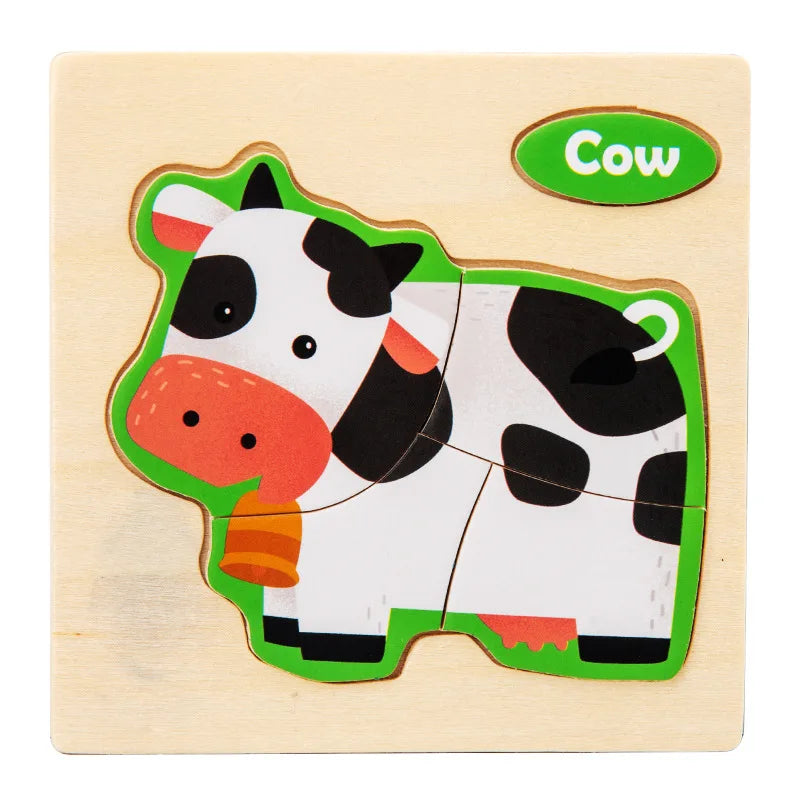 Houten 3D Puzzel Cartoon Dieren voor Kinderen | Educatief Speelgoed