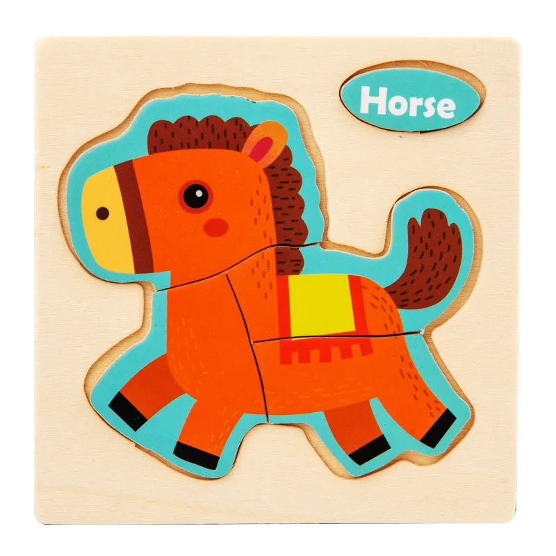 Houten 3D Puzzel Cartoon Dieren voor Kinderen | Educatief Speelgoed
