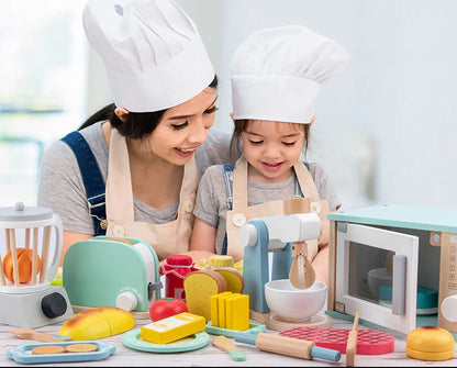 Houten Speelkeuken Set met Broodrooster en Magnetron voor Kinderen