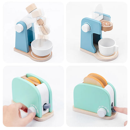 Houten Speelkeuken Set met Broodrooster en Magnetron voor Kinderen