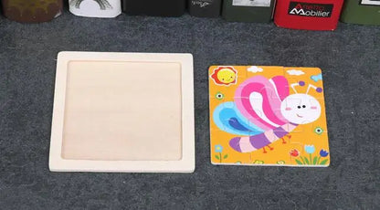 4-delige Set Houten 3D Dieren en Voertuigen Puzzels voor Kinderen