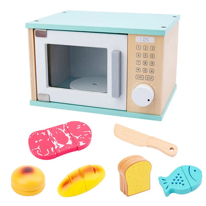 Houten Speelkeuken Set met Broodrooster en Magnetron voor Kinderen