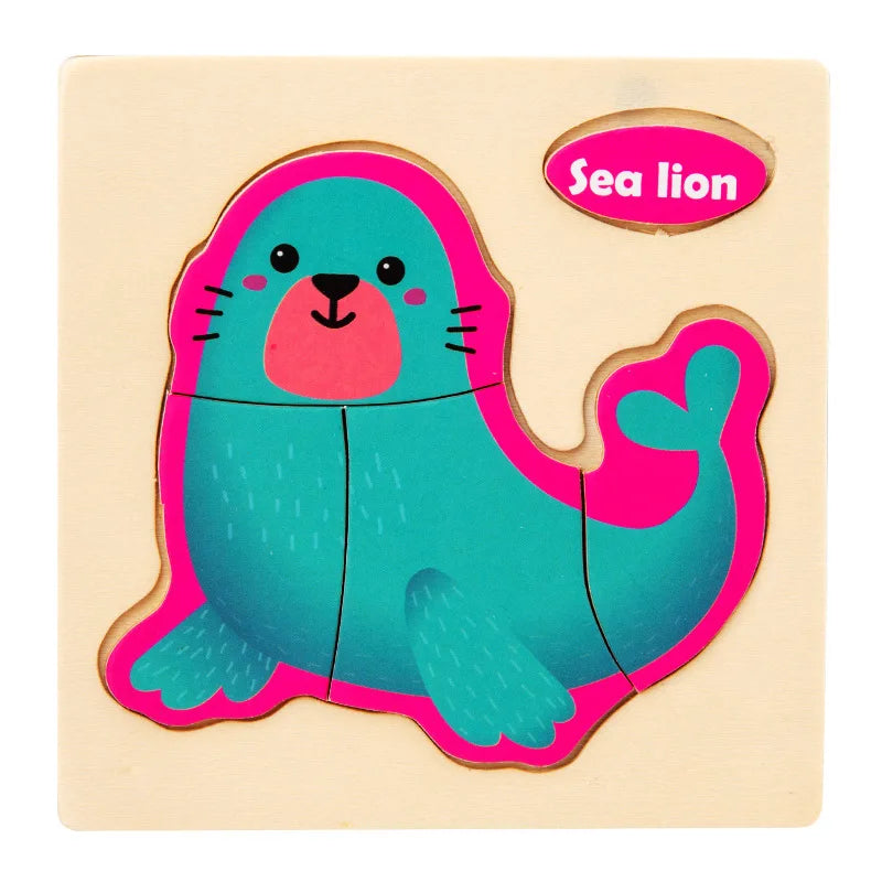 Houten 3D Puzzel Cartoon Dieren voor Kinderen | Educatief Speelgoed