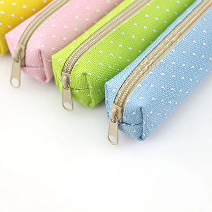 Canvas Etui met Streepjes en Stipjes in Snoepkleuren