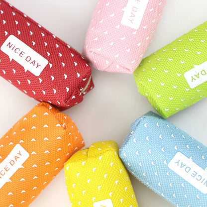 Canvas Etui met Streepjes en Stipjes in Snoepkleuren