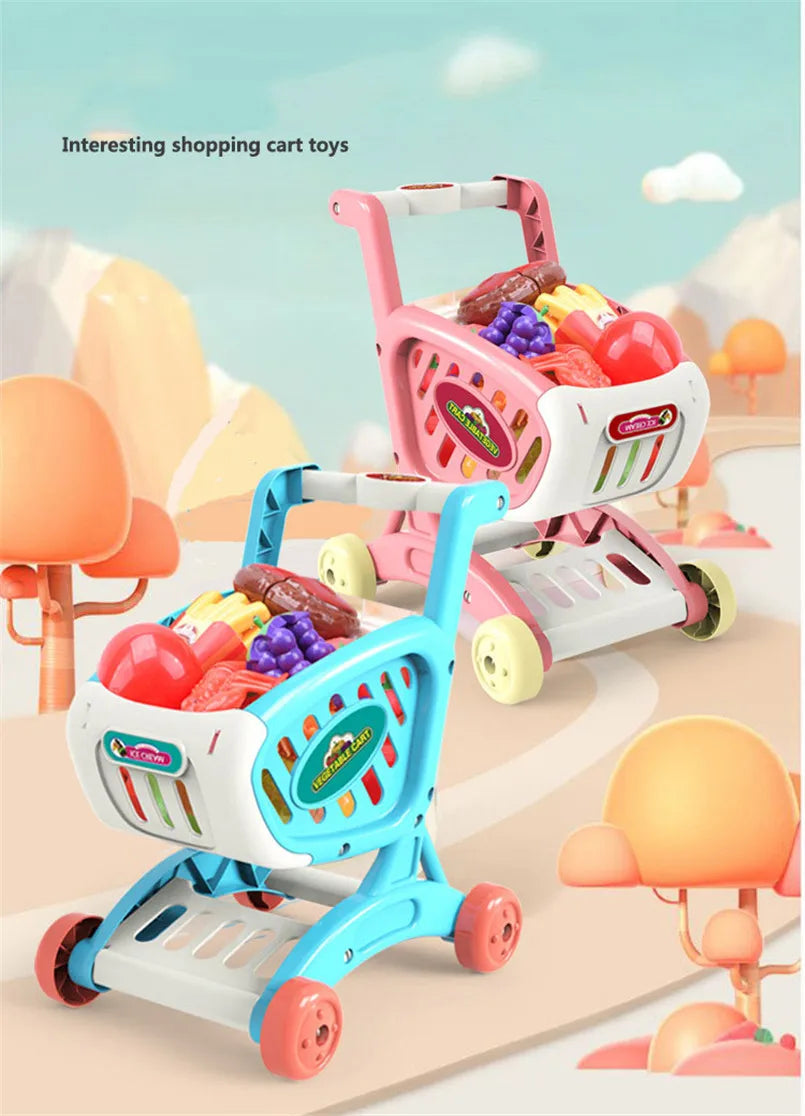 Kinder Supermarkt Winkelwagentje Speelset met Snijfruit en Accessoires (15-delig)