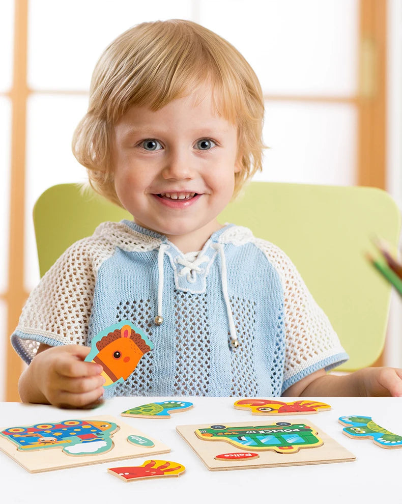 Houten 3D Puzzel Cartoon Dieren voor Kinderen | Educatief Speelgoed