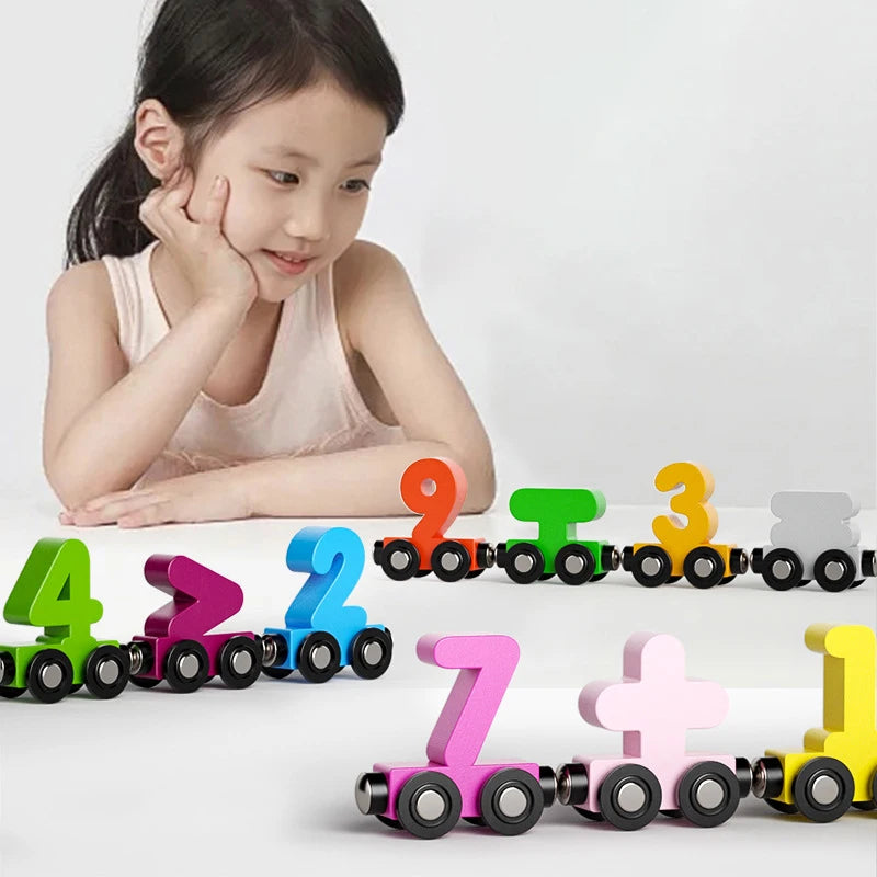 Houten Magneet Trein met Cijfers | Montessori Peuterspeelgoed