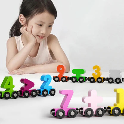 Houten Magneet Trein met Cijfers | Montessori Peuterspeelgoed