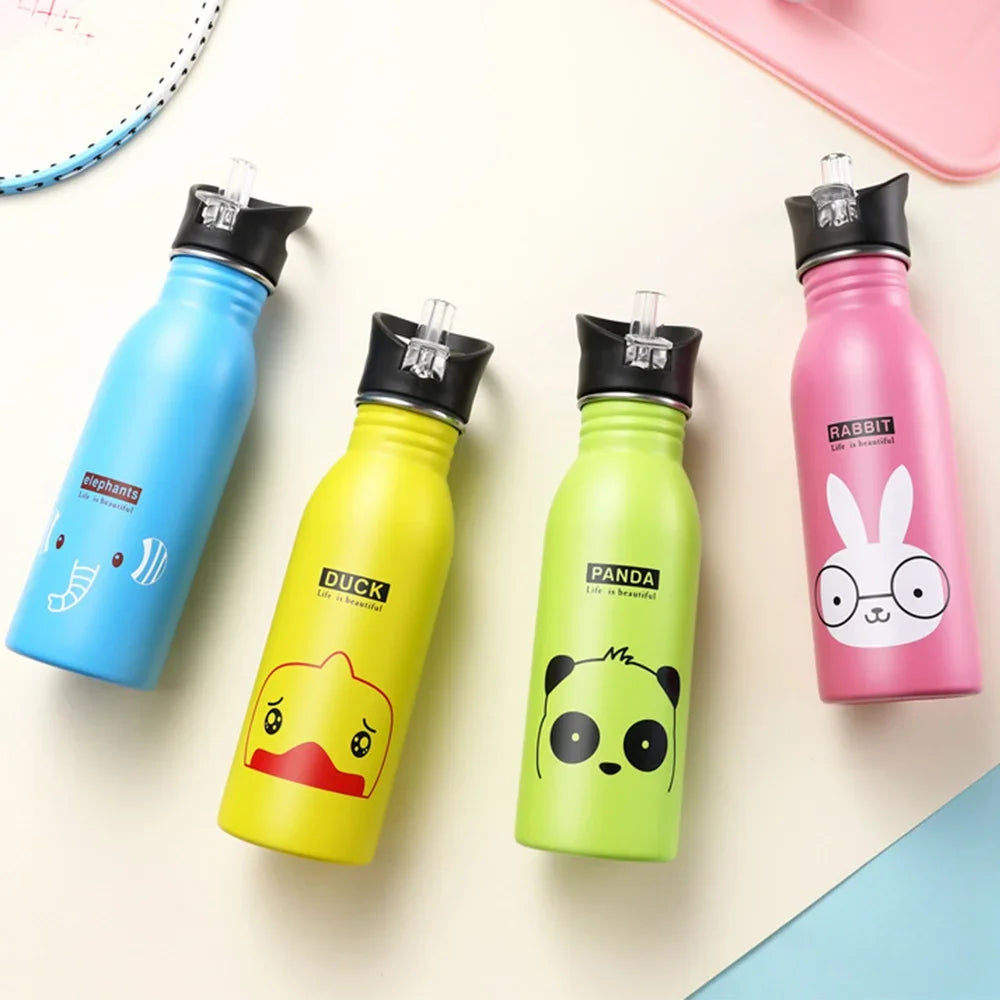 500ml Roestvrijstalen Waterfles met Rietje voor Kinderen